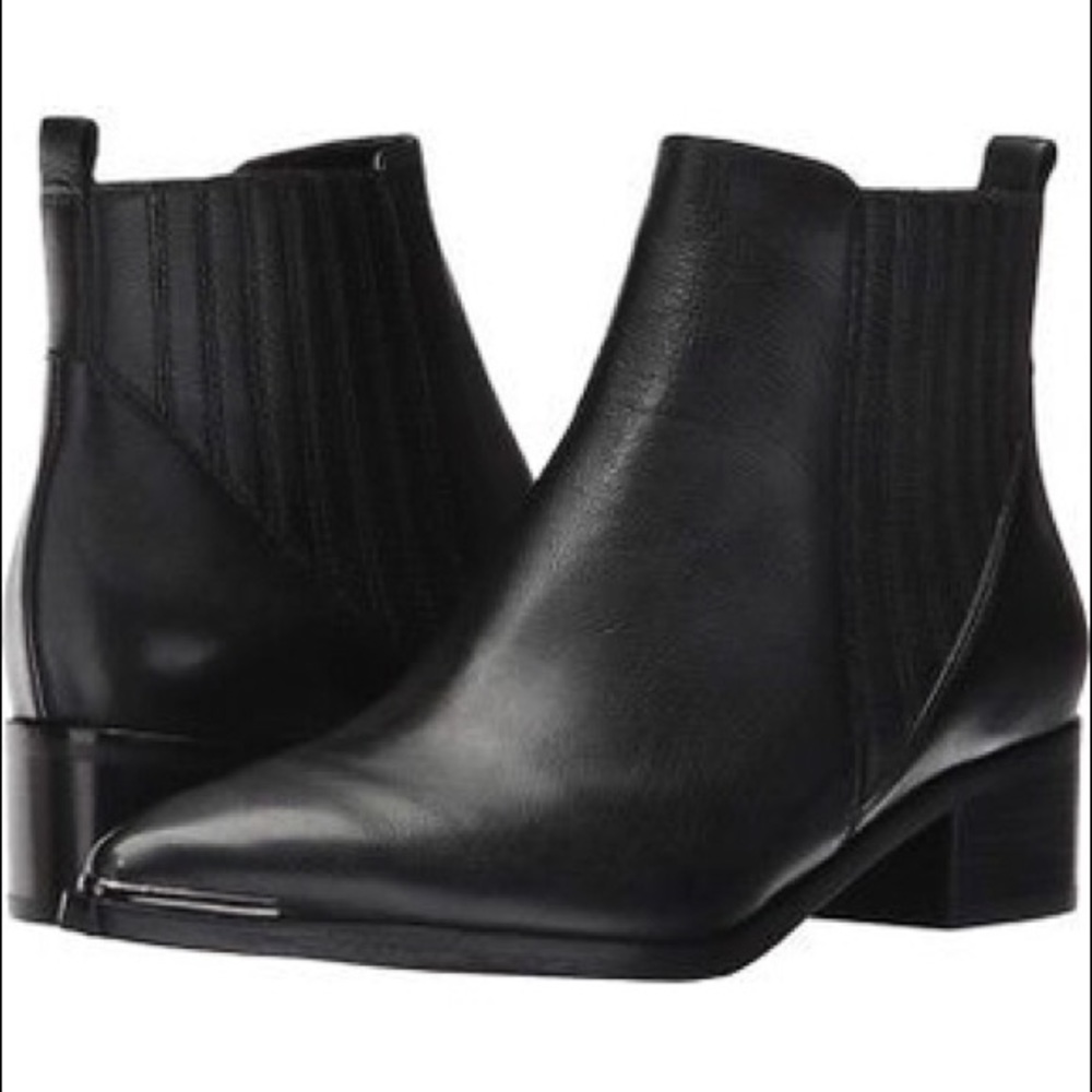 Marc Fischer Leather Ankle Bootie W Sz 9.5 Black